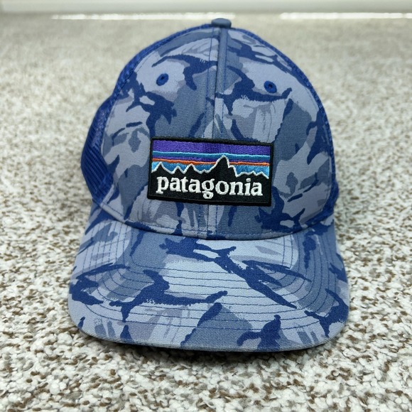 Patagonia Other - Patagonia Mens Hat Snapback Blue Camo Trucker Mesh Cap Logo Casual Outdoors